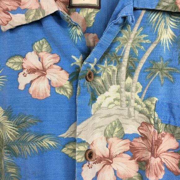Jamaica Jaxx Shirt Mens Sz XL Blue Green Tropical Floral 100% Silk Button Up - Picture 3 of 10